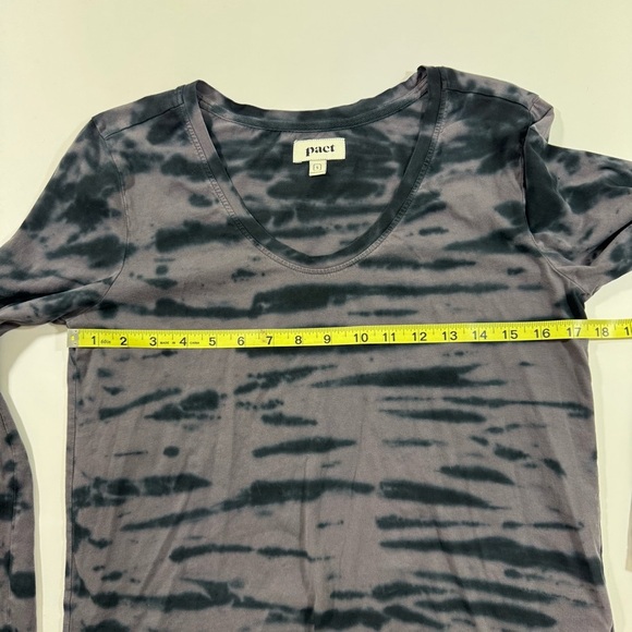 Pact Organic V Neck Long Sleeve Shirt Black Grey Tie Dye - Picture 6 of 6